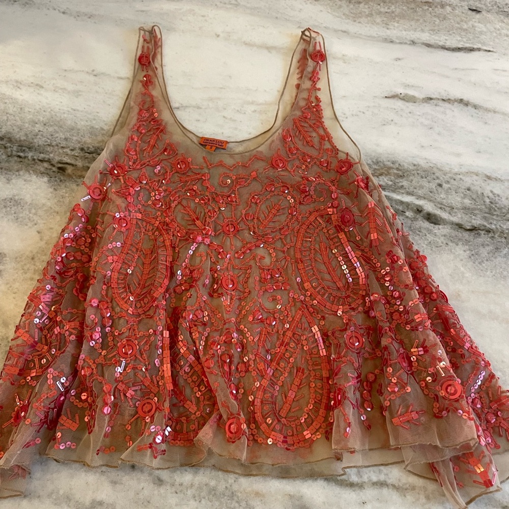 Chan Luu sequined sheer party top. Size small.